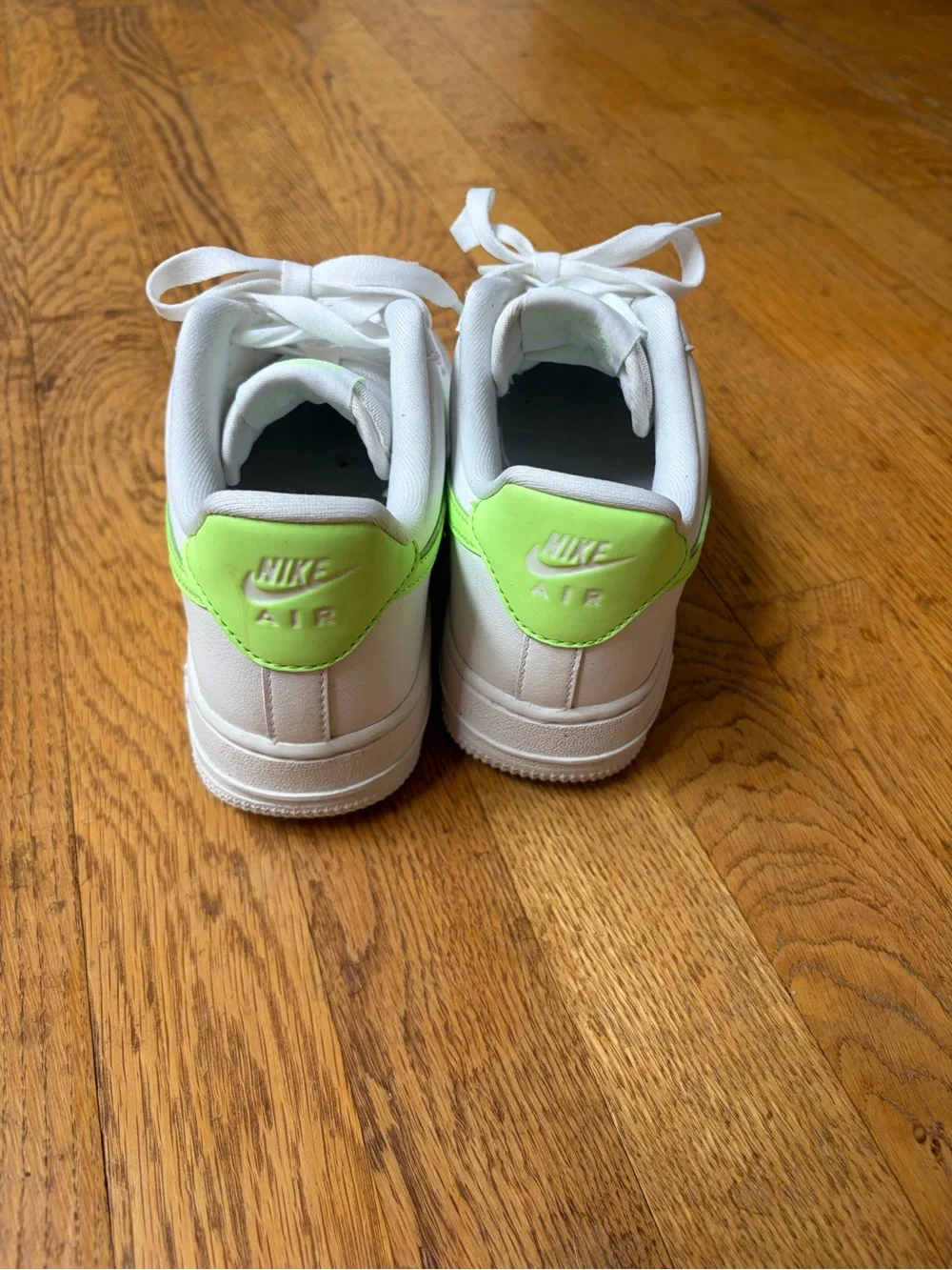 Womens Nike Air Force ones lime green accent
